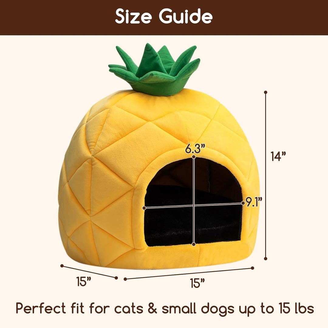Hollypet Cozy Pet Bett Warm Höhle Nest Schlafbett Ananas Form Welpenhaus für Katzen und kleine Hunde