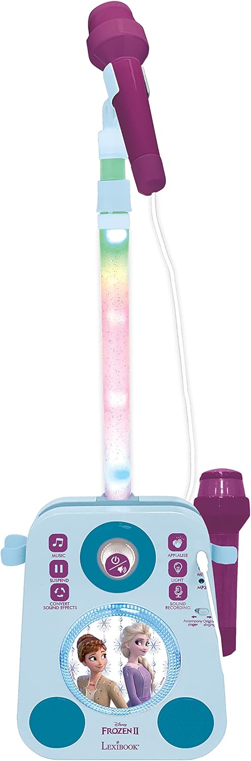 Lexibook K140FZ Disney Frozen Die Eiskönigin ELSA Beleuchteter Lautsprecher mit 2 Mikrofonen, Demo-S