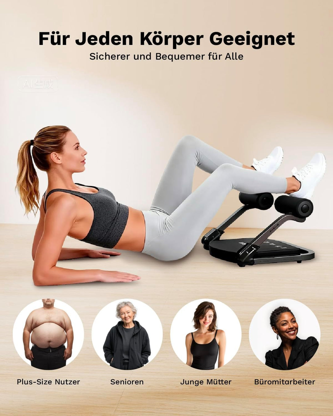 AIRHOP 8-in-1 Smart Core Ab Machine, klappbarer Bauchtrainer & Bauchmuskeltrainer bis 100 kg, Baucht