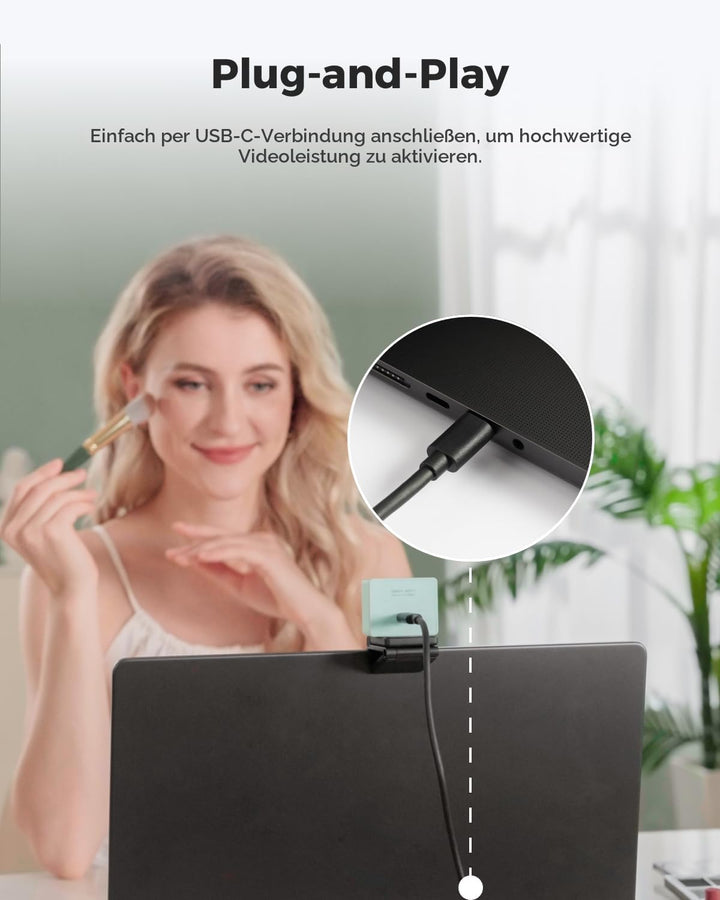 OBSBOT Meet 2-4K Webcam für PC mit 1/2" Sensor, KI Framing& Autofokus, Beauty-Modus, Gestensteuerung