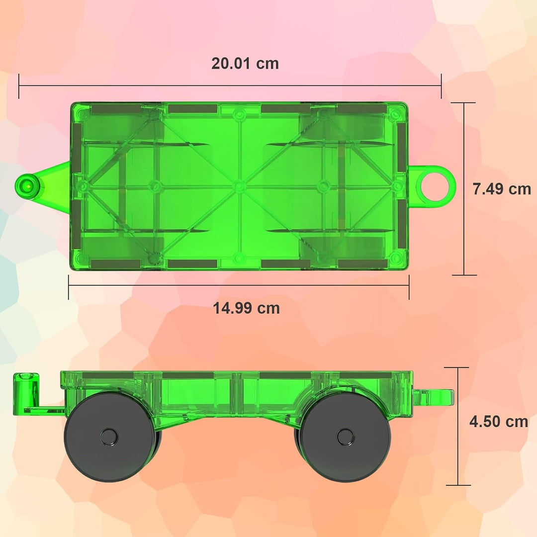 Magnetische Bausteine Auto Erweiterungsset, 4 Grüne & Gelbe Magnetbausteine für Kinder, Kompatibel m