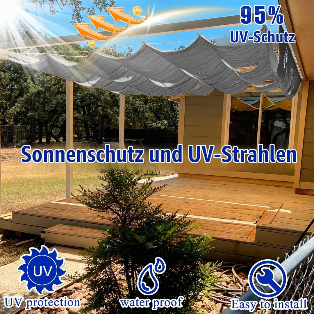 Einziehbares Welle Sonnensegel 1x4m, Verstellbare Pergola Markise mit wasserdichtem &amp; UV-beständigem