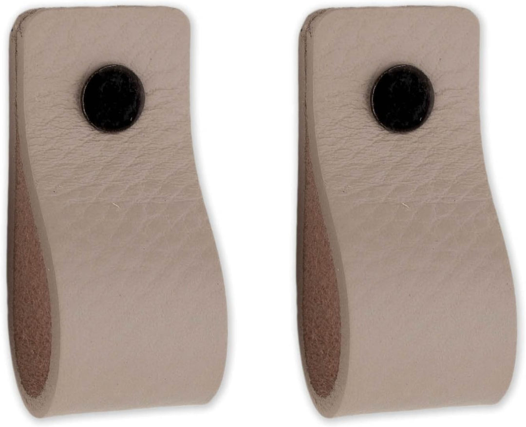 Brute Strength - Ledergriffe für Möbel - Hellgrau - 6 Stück - 12,5 x 2,5 cm - Schrankgriff, Türgriff