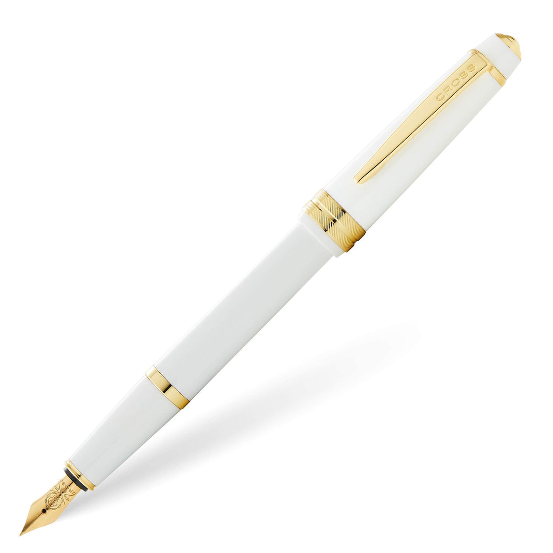 Cross Bailey Light Füllfederhalter (Federstärke F, inkl. Geschenkverpackung) Weiss-Lack mit goldfarb