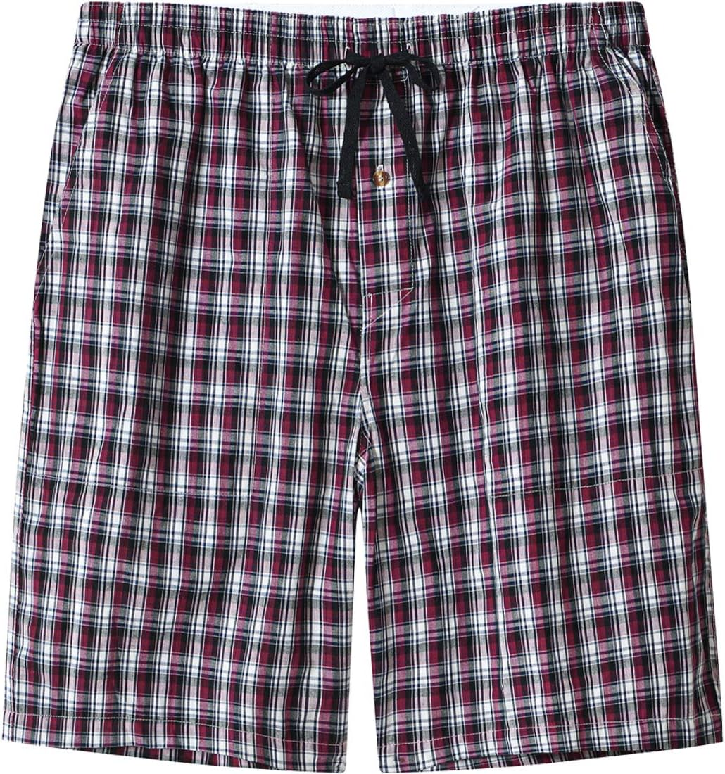 MoFiz Herren Kurze Pyjamahose Baumwolle Schlafshorts Karierte Schlafanzughose Freizeithose Karo Loun