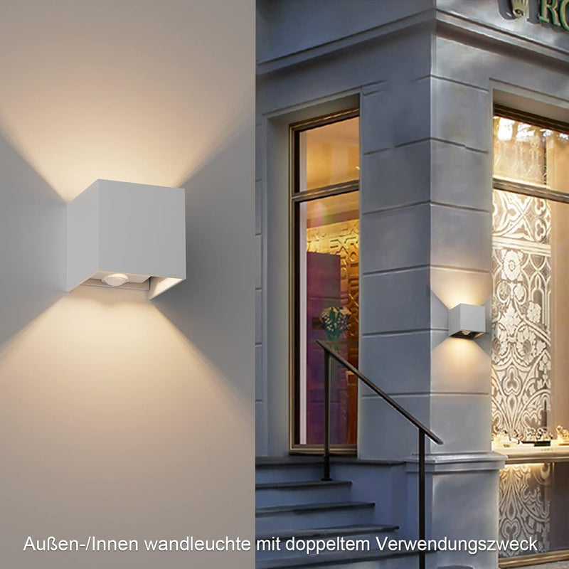 Klighten 2 Stück LED Wandleuchte mit Bewegungsmelder Innen/Aussen 3000K Aussenwandleuchte mit Bewegu