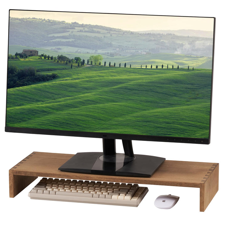 KIRIGEN Holz Monitorständer – Desktop Organizer für PC/Laptop/TV/Drucker | Büro-Aufsatz mit Stauraum