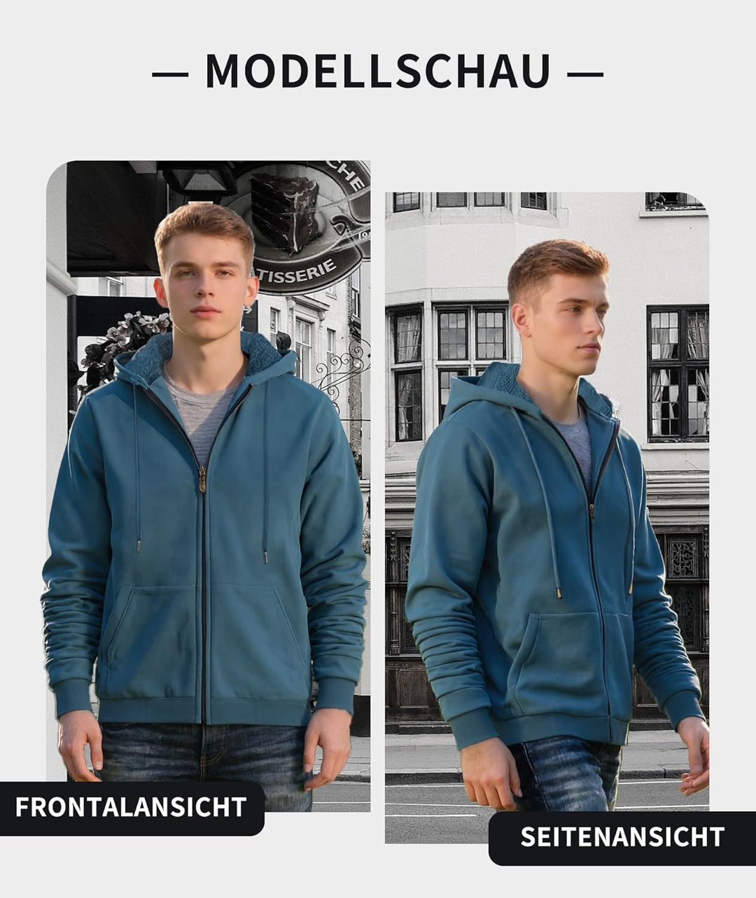 SwissWell Herren Fleecejacke Full Zip Kapuzenjacke Winter Sweatjacke mit Kapuze Gefütterte Hoodie Mä