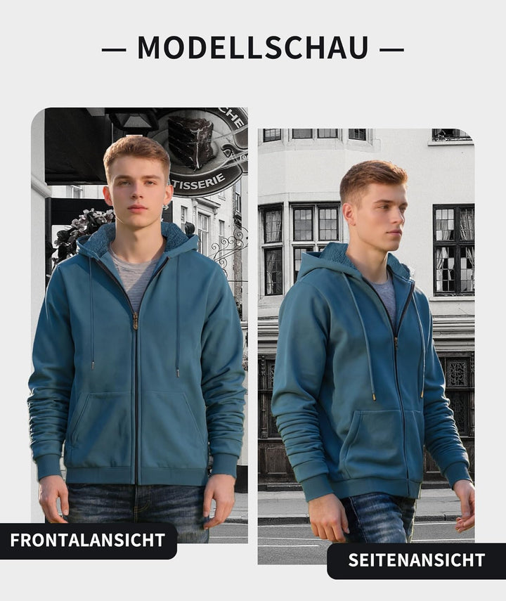SwissWell Herren Fleecejacke Full Zip Kapuzenjacke Winter Sweatjacke mit Kapuze Gefütterte Hoodie Mä