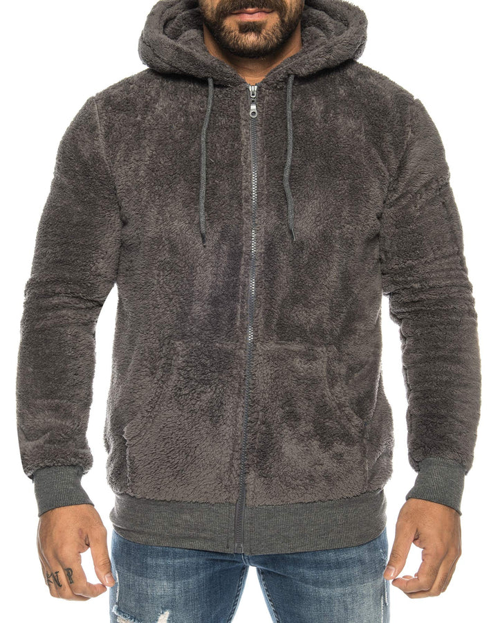Raff &Taff Herren Kapuzenjacke Teddy Fleece Plüschjacke mit Kapuze Casuale Zip Hoodie Cardigan mit K