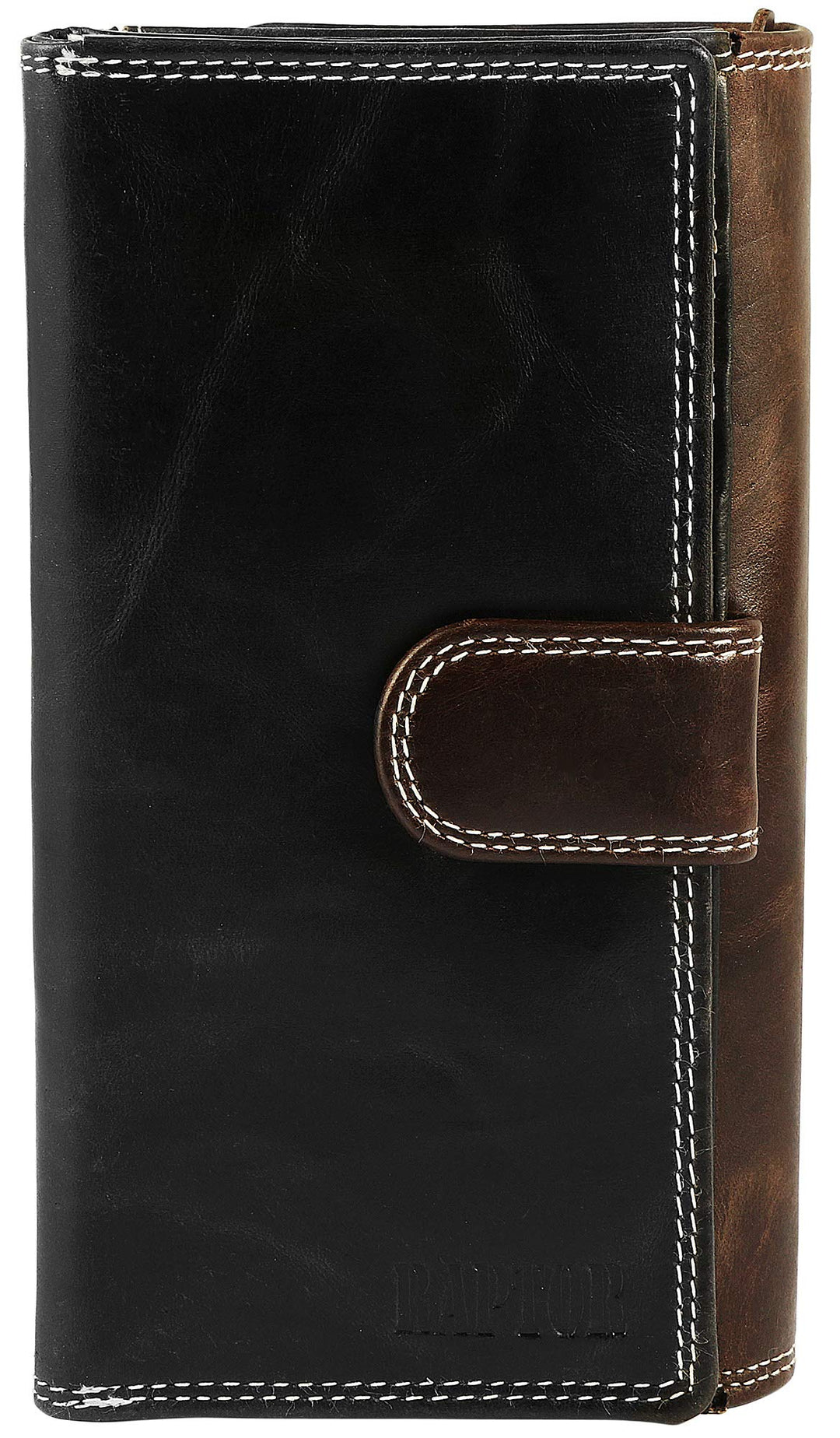 Raptor Leder Damen-Geldbörse Crunch Look 18x10cm Querformat RA40043 Schwarz, Schwarz