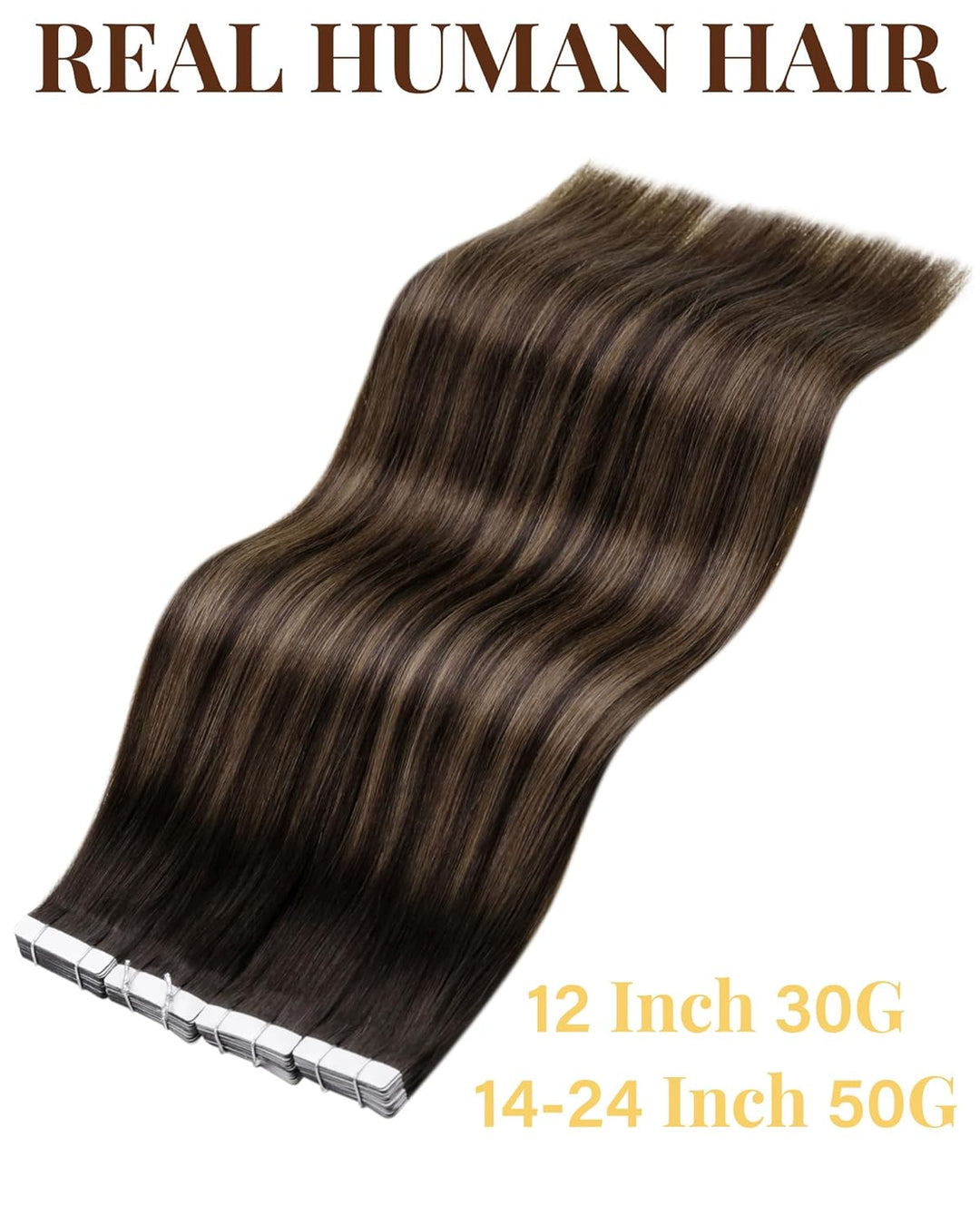 Hetto Echthaar Tape in Extensions Balayage Braun Tape Haarverlangerung Remy Echthaar Tape in Extensi