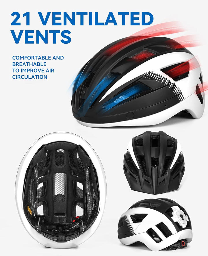 Fahrradhelm mit Visier für Herren Damen, Leichte Fahrradhelm mit Magnetischem Brille und USB-Aufladu