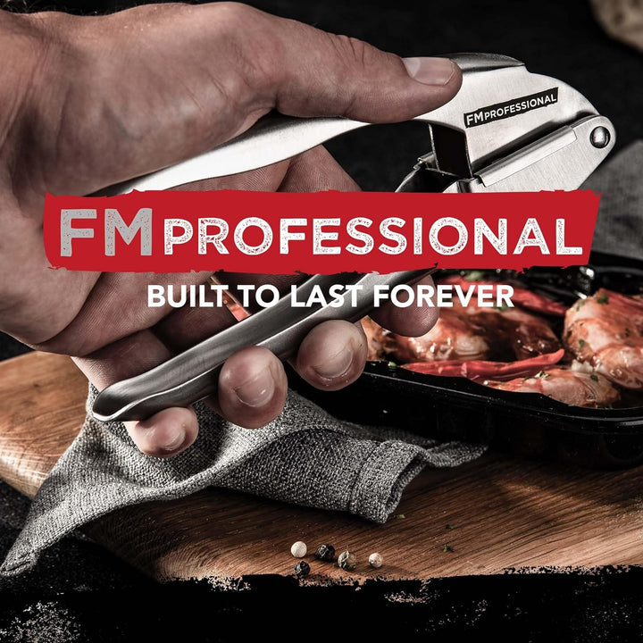 FMprofessional Edelstahl Knoblauchpresse – Professionelle Qualität für müheloses Pressen, langlebig