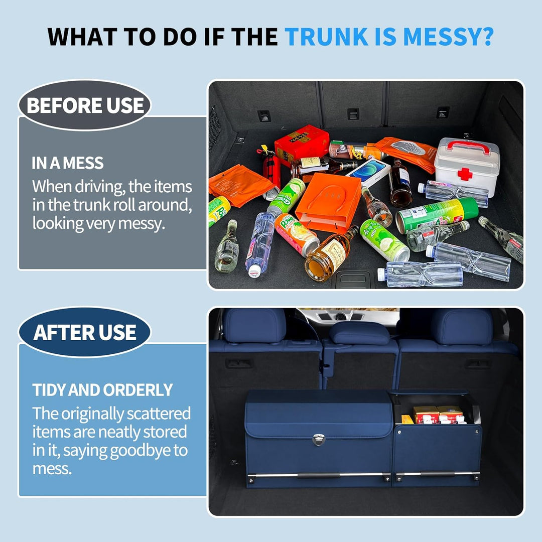 Auto Kofferraum Organizer mit Deckel – 2-in-1 Modulares XXL-Aufbewahrungsbox, Multifunktionaler Koff