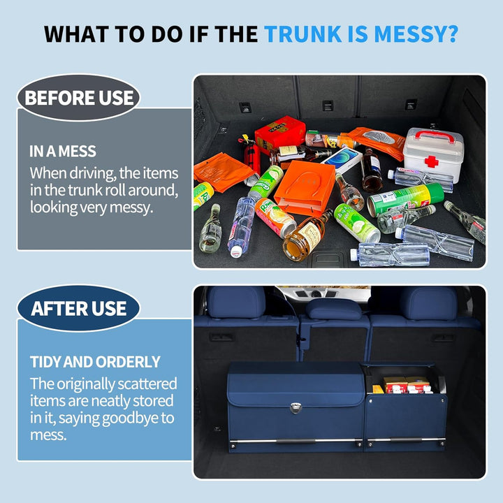 Auto Kofferraum Organizer mit Deckel – 2-in-1 Modulares XXL-Aufbewahrungsbox, Multifunktionaler Koff
