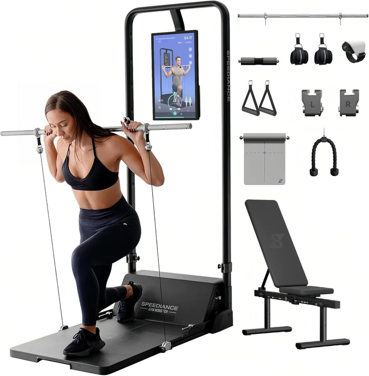 Speediance Gym Monster Works Plus &amp; PowerGrip &amp; Trainingsgürtel &amp; Langhantelhaken &amp; Verlängerungsgur