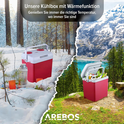 Arebos 25 Liter Kühlbox | zum Kühlen und Warmhalten | Mini Kühlschrank | Thermo-elektrische Kühlbox