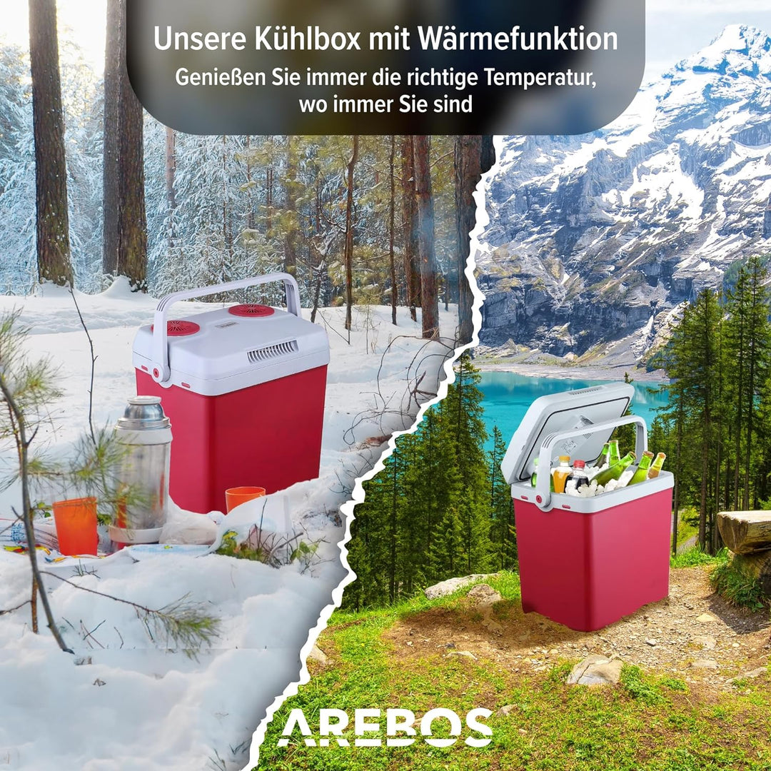 Arebos 25 Liter Kühlbox | zum Kühlen und Warmhalten | Mini Kühlschrank | Thermo-elektrische Kühlbox