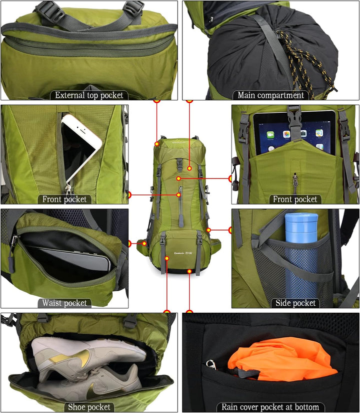Doshwin 70L Rucksack Campingrucksack Trekkingrucksack Wanderrucksack Reiserucksack (mit Regenschutz)