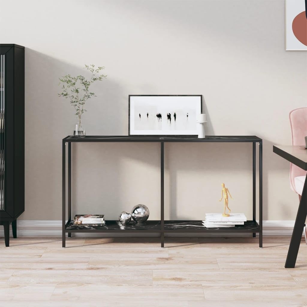 Bussandri Exclusive - Konsolentisch Schwarz 140x35x75,5 cm Hartglas