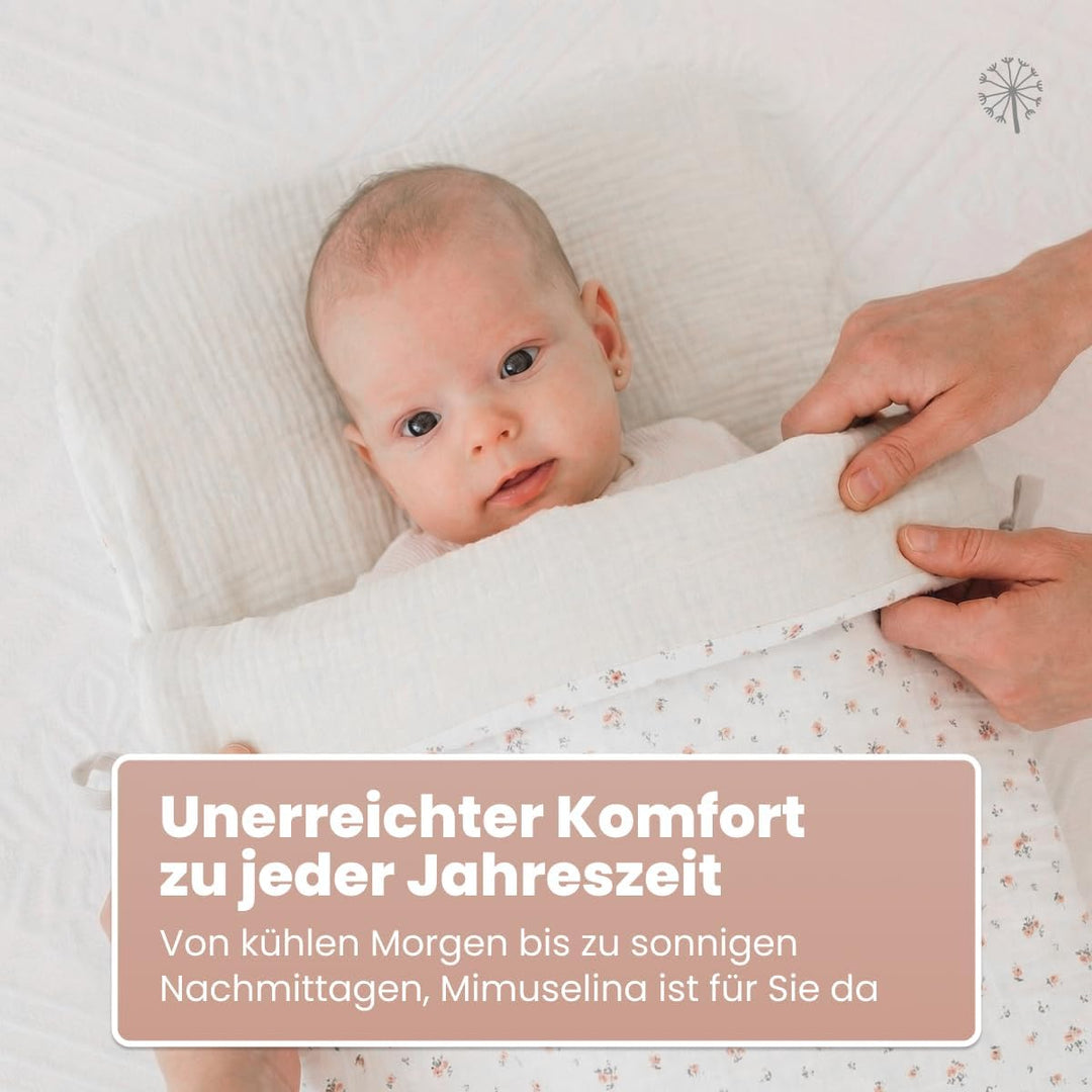 MIMUSELINA Fusssack Babyschale | Ganzjährige Einschlagdecke Winter/Sommer mit Herausnehmbarem Futter
