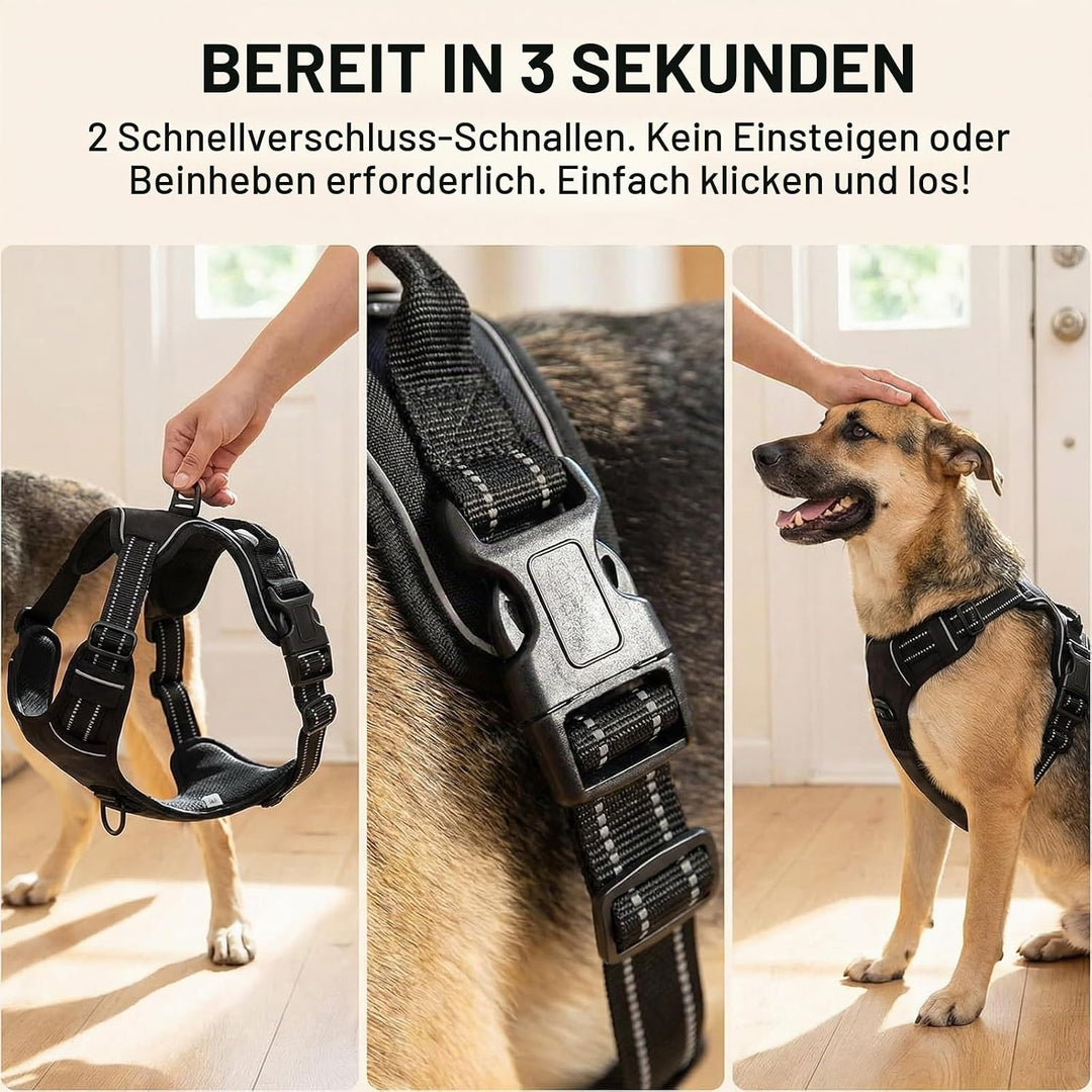 Hundegeschirr mit Griff， mittelgrosse &amp; Grosse Hunde - Hunde Geschirr，Atmungsaktiv Reflexstreifen Br