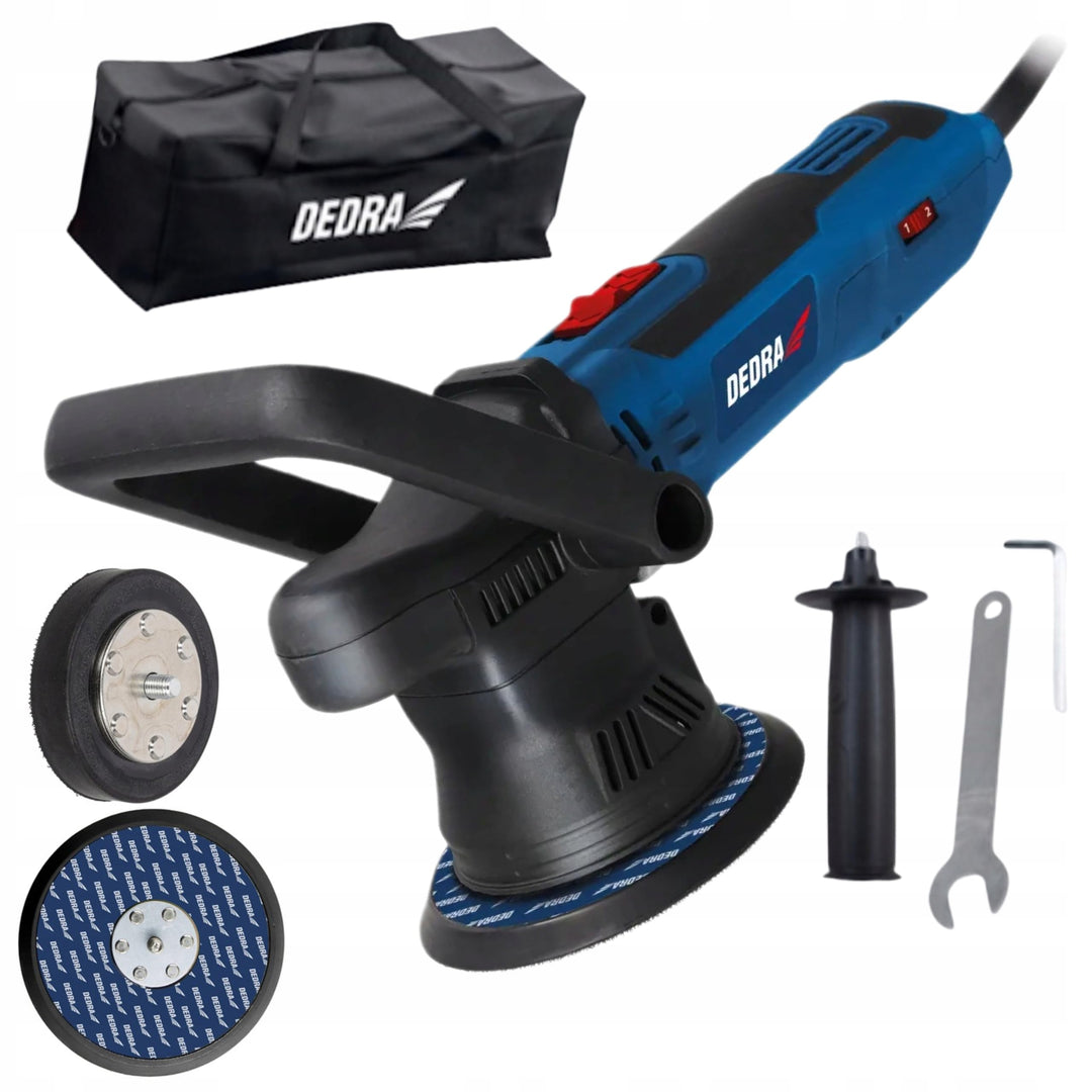 DEDRA Exzenter-Poliermaschine 700W, zwei Polierscheiben 75Ø/125Ø mm, Drehzahl 2000-6400 U/min, Sanft