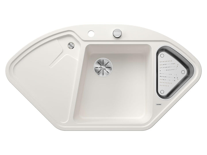BLANCO DELTA II | SILGRANIT weiss | Einbauart: Einbau von Oben | Hauptbecken links | mit Ablauffernb