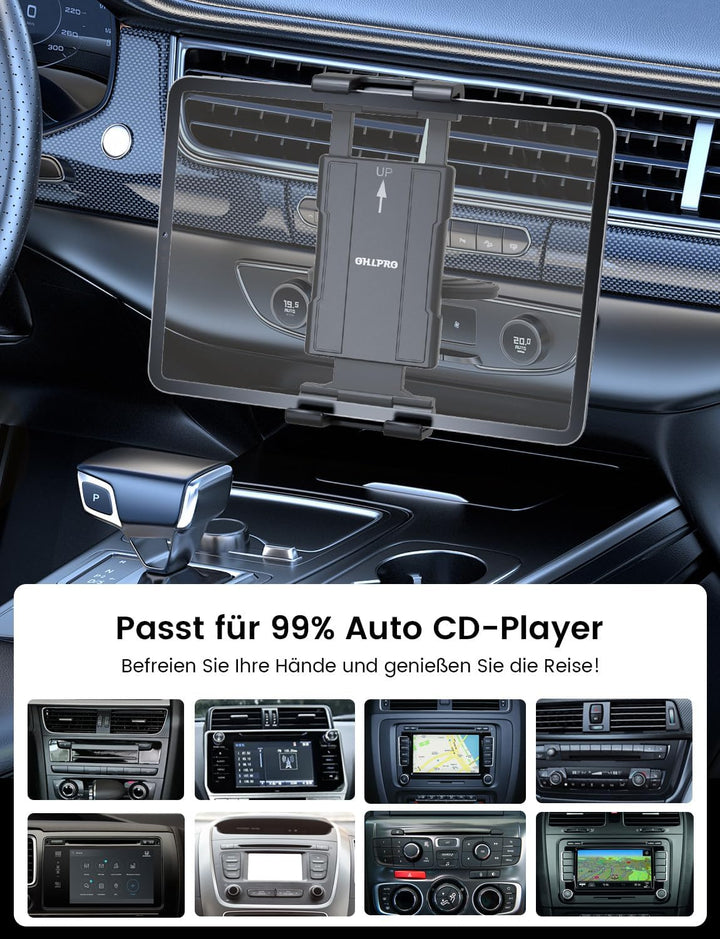 OHLPRO Tablet Halterung Auto CD Schlitz, 360° Drehbar iPad Autohalterung Tablethalterungen vorne CD