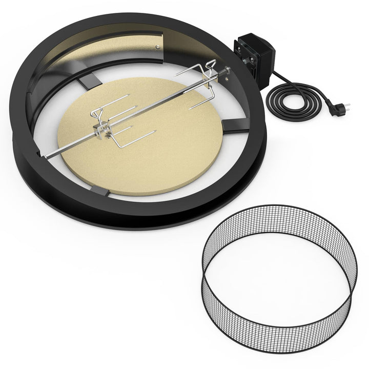 onlyfire PizzaRing Rotisserie Set für Weber 57 cm Kettle Holzkohlegrill, Grillspiess Set Drehspiess