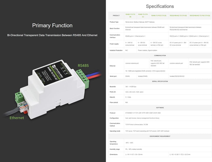 RS485 zu RJ45 Ethernet Konverter Modul, Industrieller RS485 Serieller Server, TCP/IP zu Seriell Modu