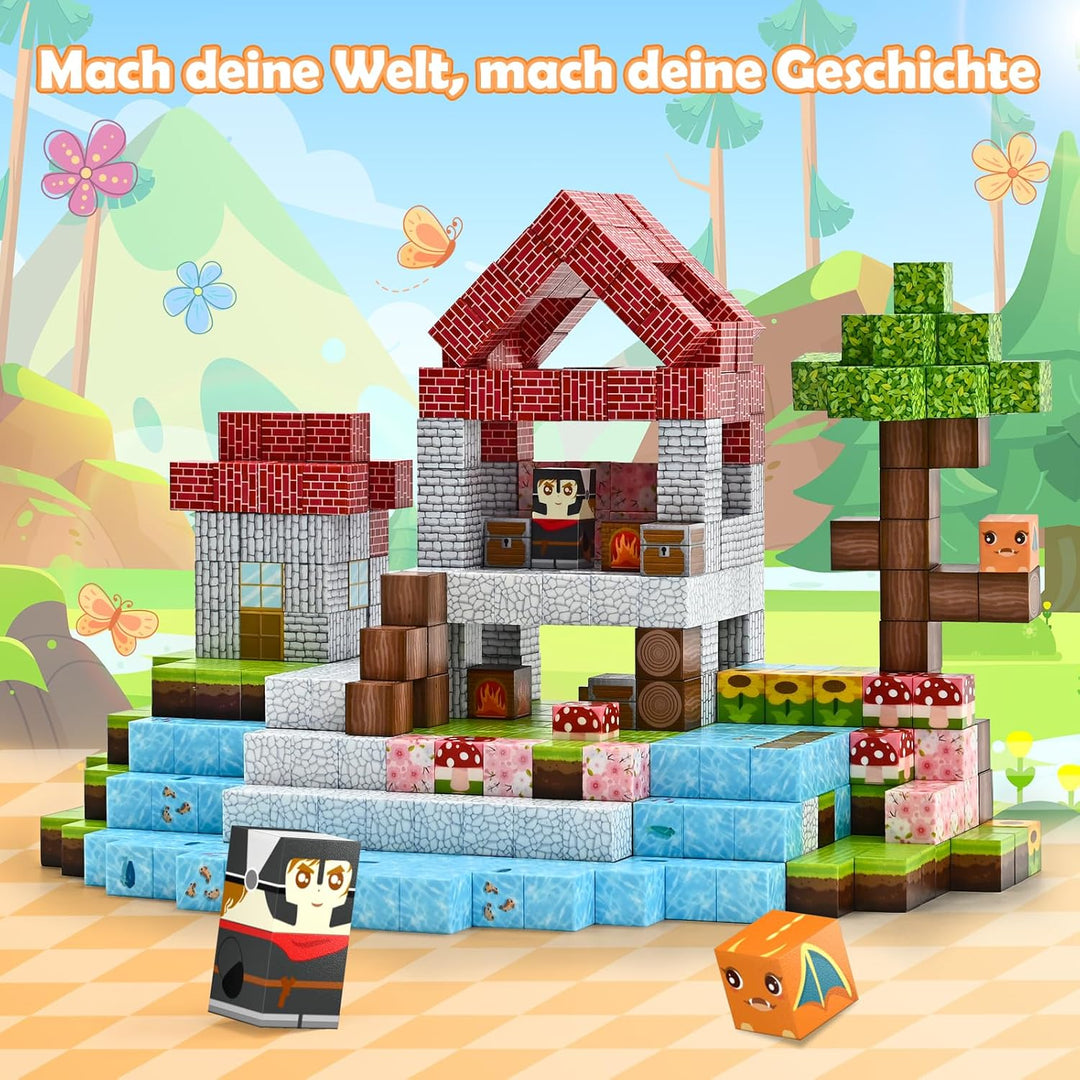 PINKCAT Magnetic Blocks Magnetische Bausteine, Magnete Bausteine Spielset, Magnetischer Spielzeugbau