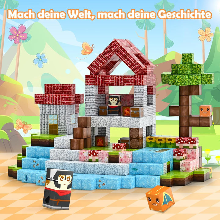 PINKCAT Magnetic Blocks Magnetische Bausteine, Magnete Bausteine Spielset, Magnetischer Spielzeugbau
