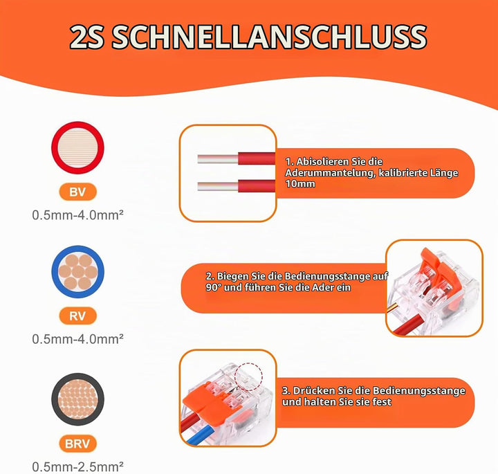 Kabelverbinder, 75 Stück Kabelklemmen Elektro, Wiederverwendbare Klemmen Set mit Betätigungshebel, 4