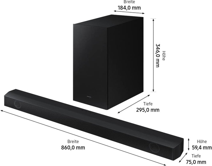 Samsung HW-B540 2.1-Kanal B-Soundbar (Deutsches Modell), Dolby 2.0 und DTS Virtual:X, Adaptive Sound