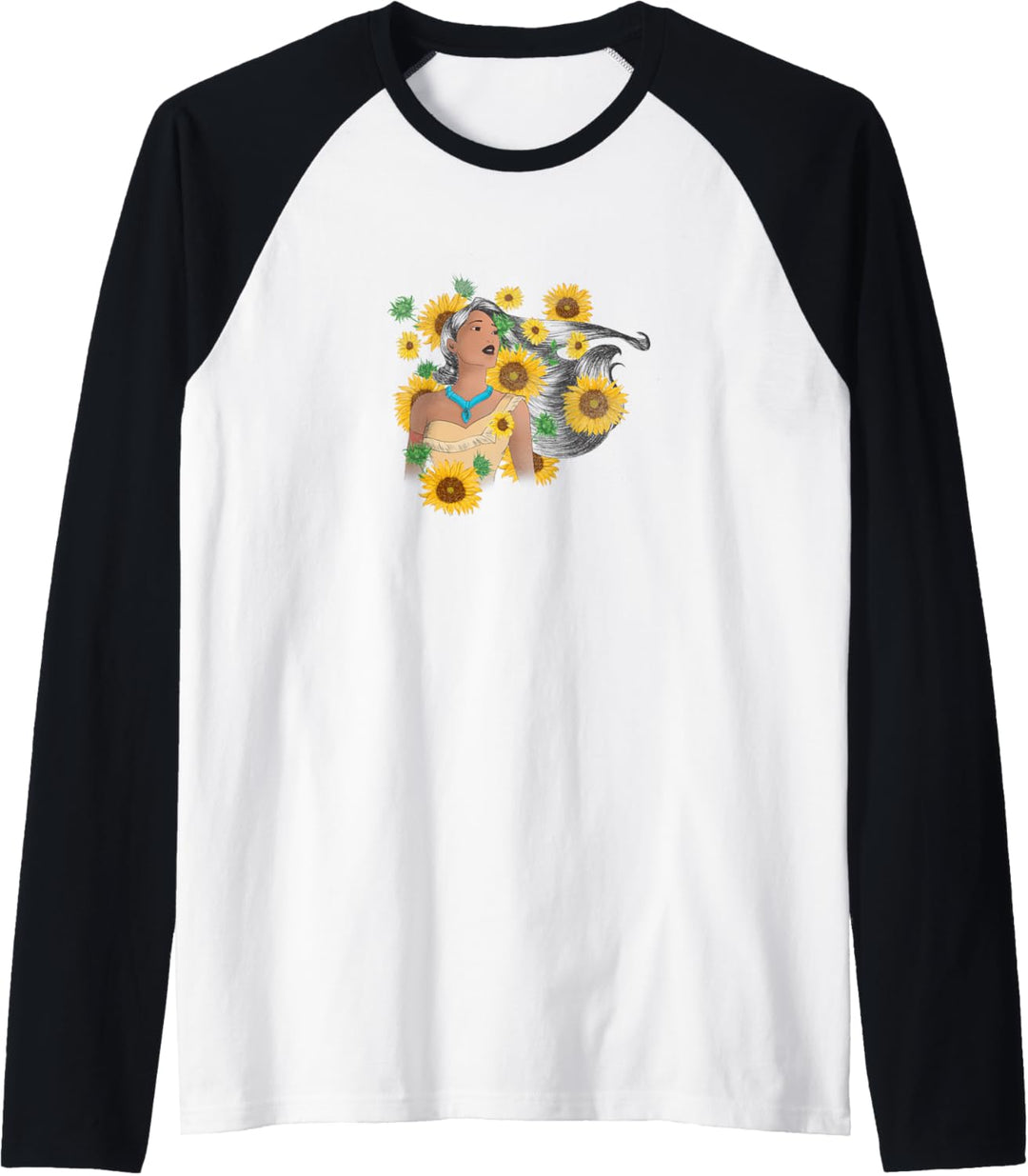 Disney Pocahontas Sunflower Floral Portrait Raglan