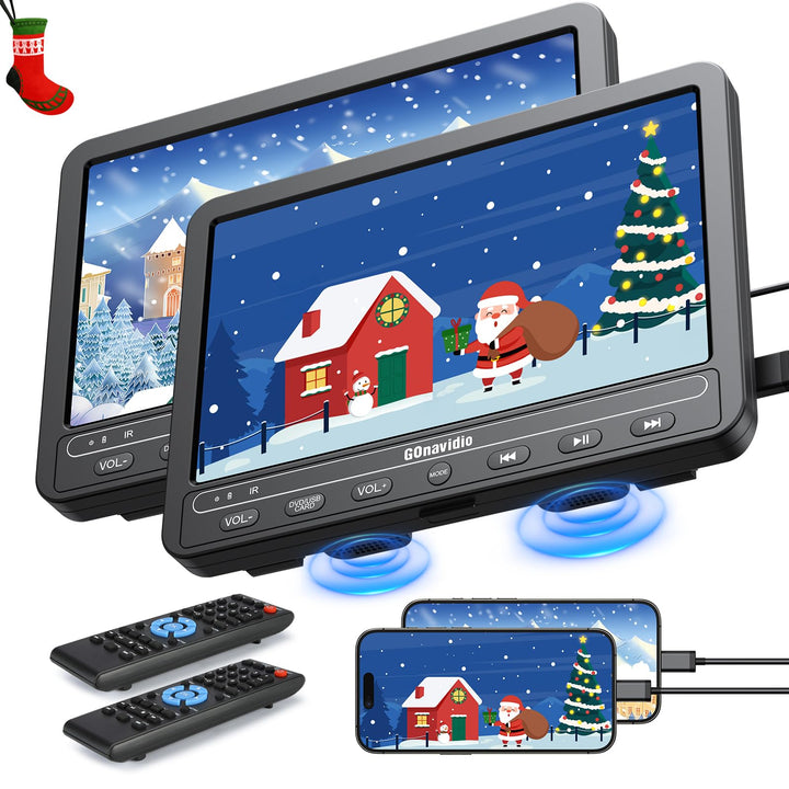 10,1" DVD Player Auto 2 Bildschirme 5-Stunden-Akkulaufzeit mit HDMI-Eingang, USB/TF-Karte, Speicherk