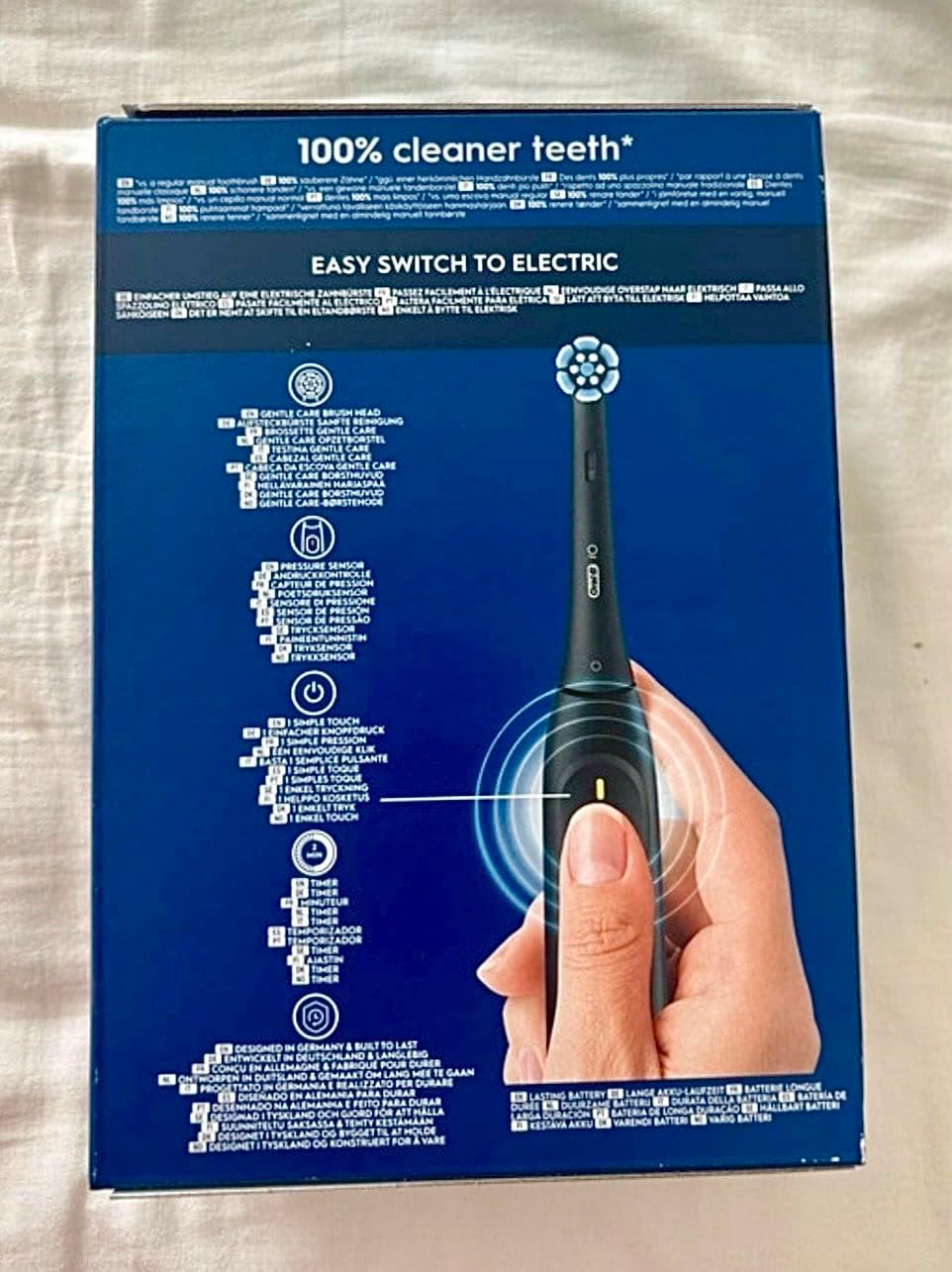 Oral-B iO 2 elektrische Zahnbürste, blau, für Erwachsene, 3 Reinigungsmodi, sanft für das Zahnfleisc