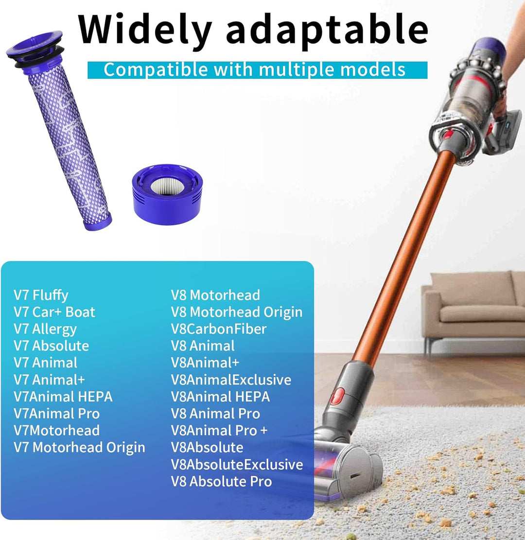 6 Stück V7 V8 Filter für Dyson, 3 HEPA-Nachfilter und 3 Vorfilter für Dyson V8 V7 Animal Absolute Mo