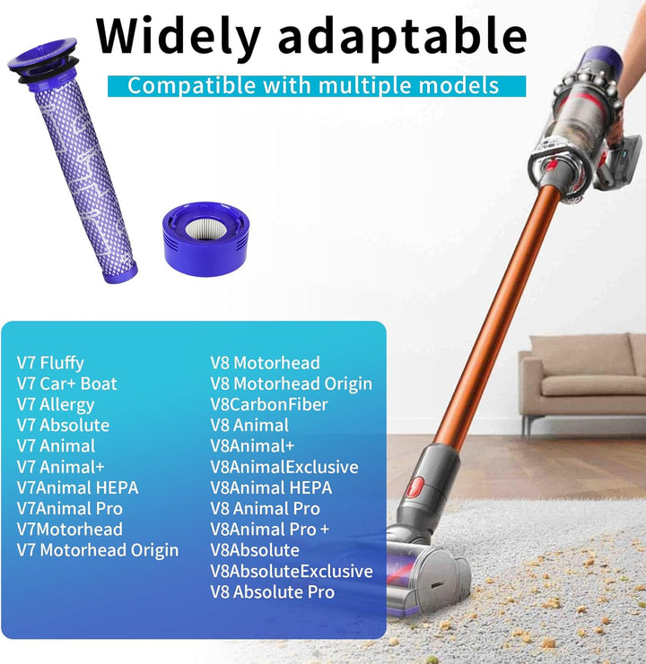 6 Stück V7 V8 Filter für Dyson, 3 HEPA-Nachfilter und 3 Vorfilter für Dyson V8 V7 Animal Absolute Mo