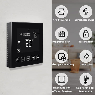 KETOTEK Smart Thermostat WiFi für Wasser/Gas Boiler 3A Kompatibel mit Alexa Echo/Google Home/Tuya, P