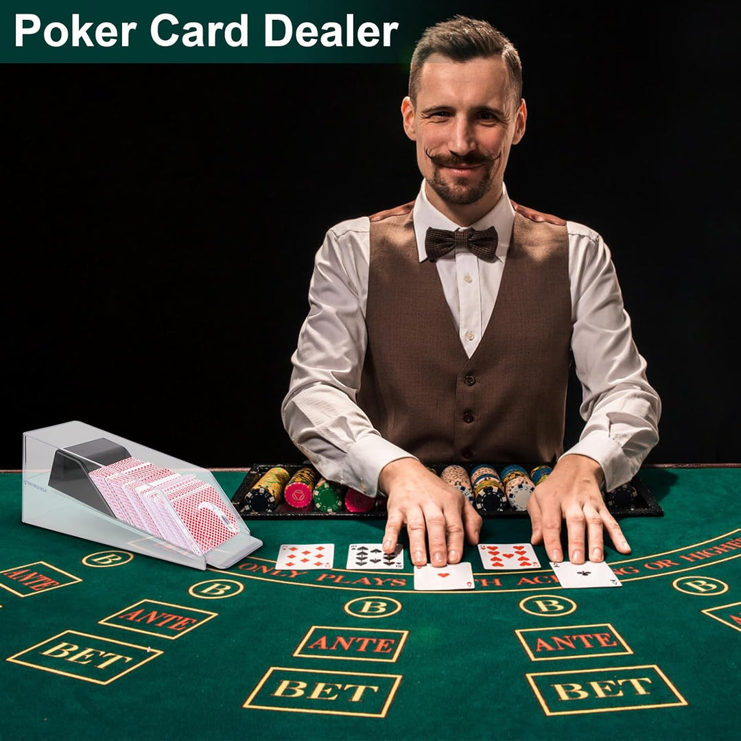 Blackjack Dealing Shoe, Clear Acryl Kartenschlitten für Spielkarten, Kartenspender Kartenmischmaschi