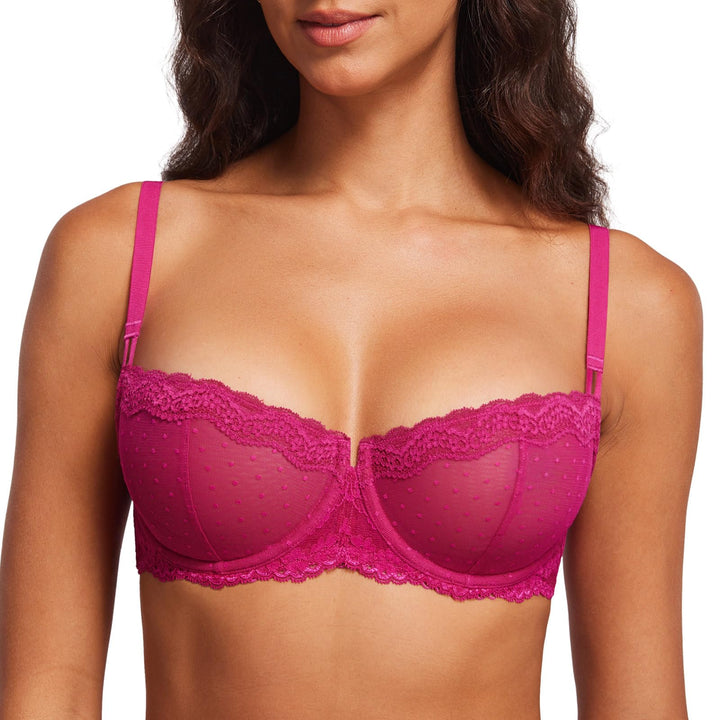 DOBREVA Balconette BH Damen mit Bügel Push Up Dirndl Spitze BHS Sexy Grosse Grössen Ungefüttert 70F