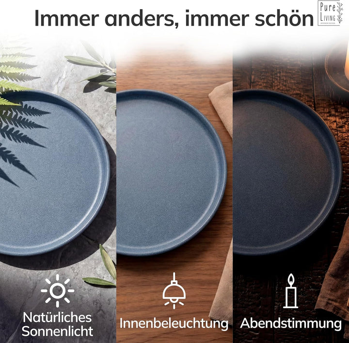 Steingut Teller gross 6 Pers. Hochwertiges Urban Style TEST SEHR GUT Speiseteller Set - Spülmaschine