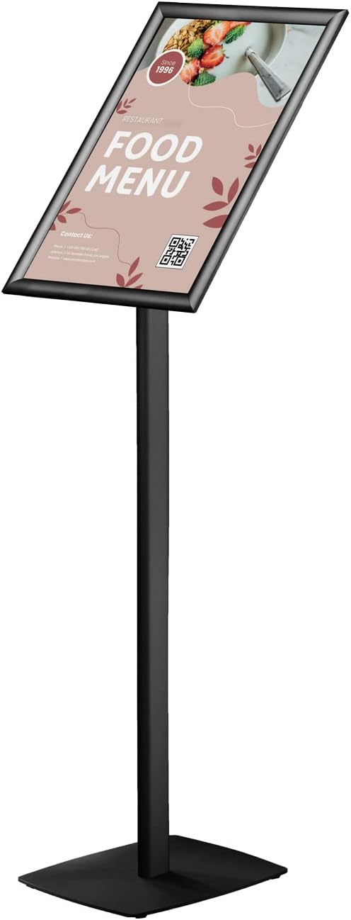 EUROPEL Infoständer mit Klapprahmen aus eloxiertem Aluminium, A3, Schwarz, Höhe 110 cm, Hoch- oder Q