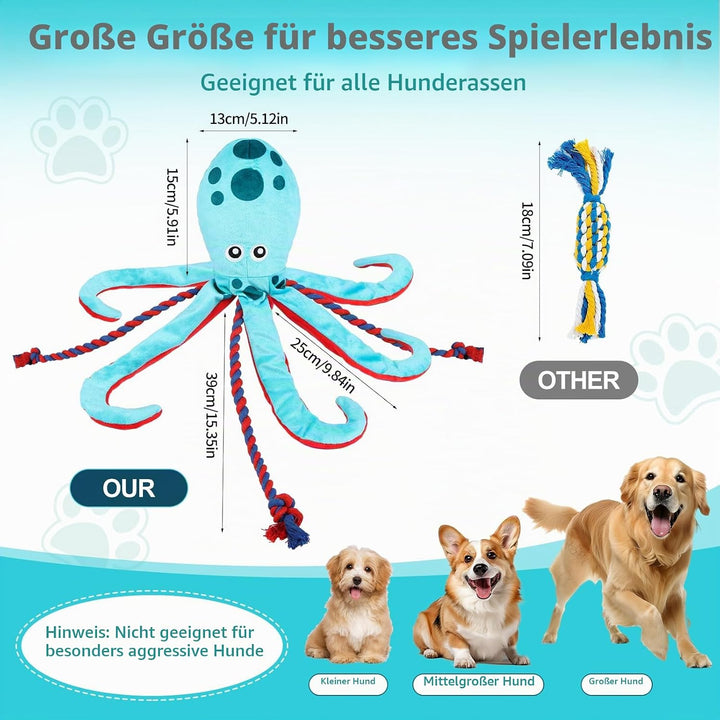 Baumwollseil interaktives Spielzeug kein stopfendes Crinkle-Plüsch-Hundespielzeug Hunde-Quietschspie