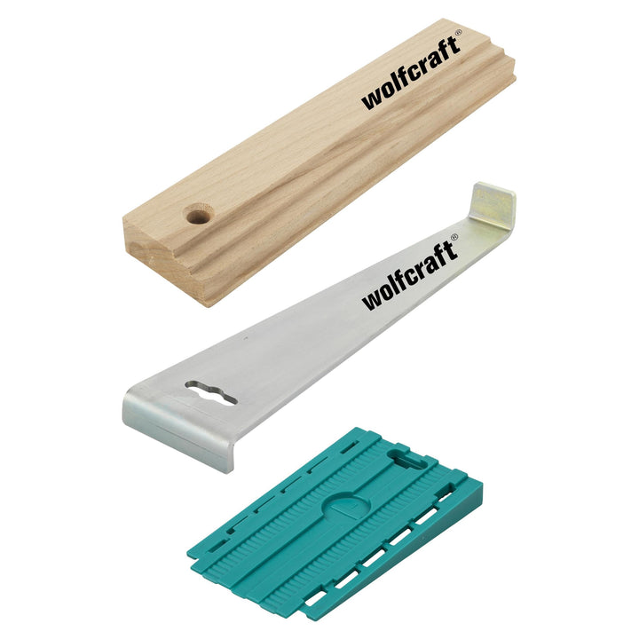 wolfcraft Geling-Set zum Laminat- und Designboden verlegen I 6975000 I Zugeisen, Schlagholz und 30 U