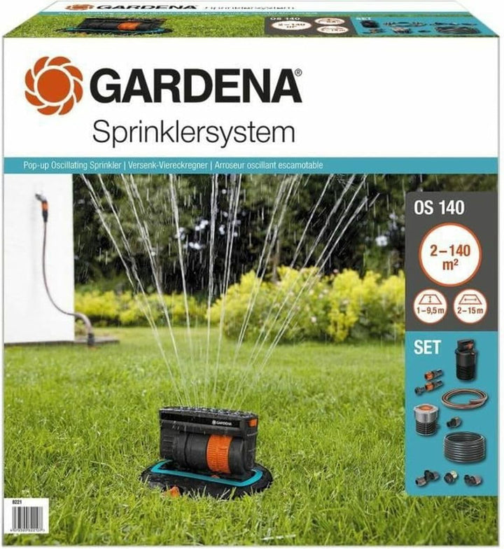 Gardena Sprinklersystem Komplett-Set mit Versenk-Viereckregner OS 140: Bewässerungssystem für quadra