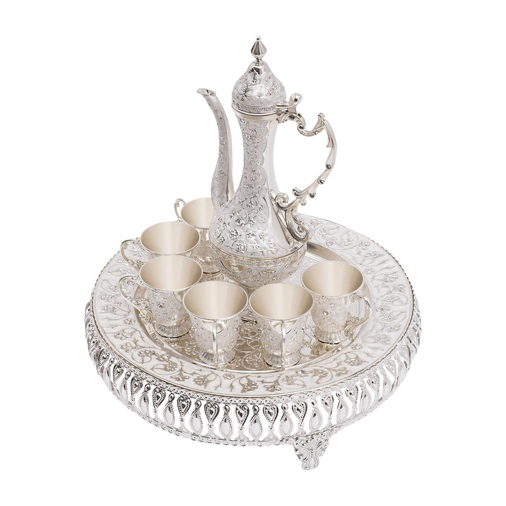 Türkische Kaffeekanne Set, Vintage Teeservice Set, Metall Russisches Samowar Weinglas mit 6 Luxuriös